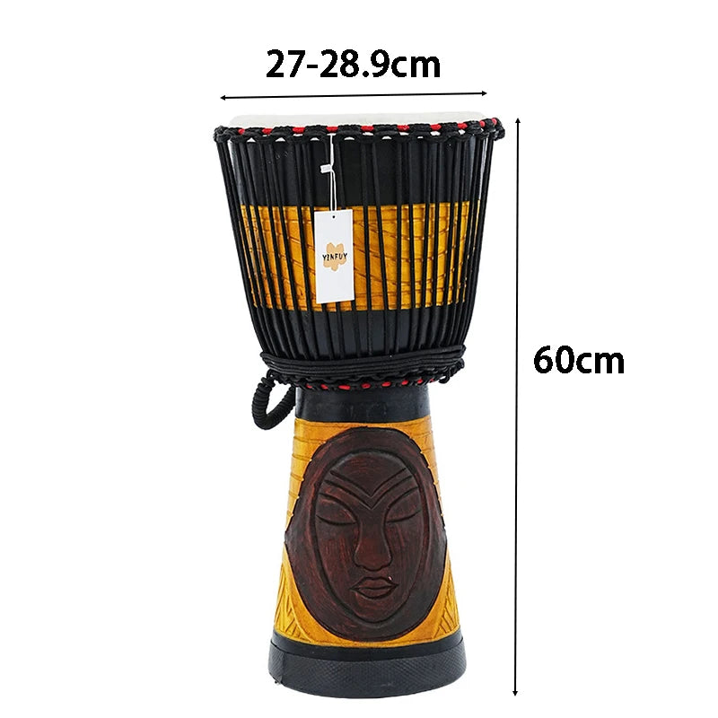 Solid Wood Large African Drum Sheepskin Djembe Adult Beginner Traditional Music Drums Children's Professional Percussion Drum