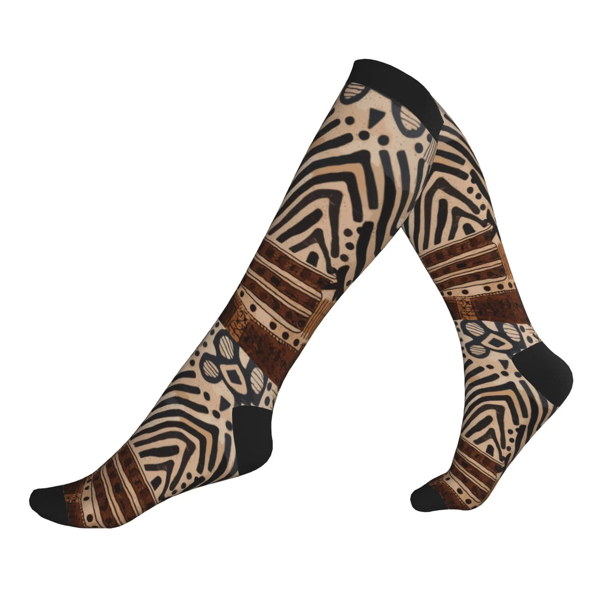 Traditional African Ethnic Tribal Ankara Geometric Art Mens Sports Compression Socks Spring Summer Autumn Winter Dress Socks