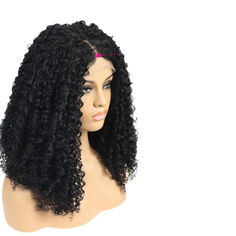 European and American women's African 4*4 lace front curly wigs synthetic fiber headgear