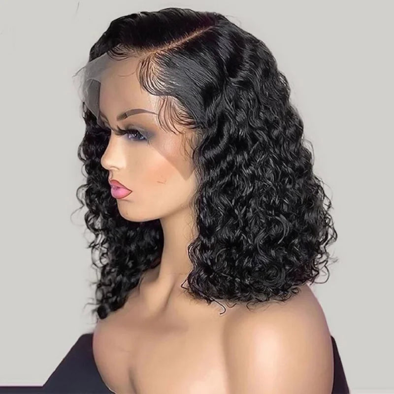 African bob hair 13*4 front lace orange small short curly wig