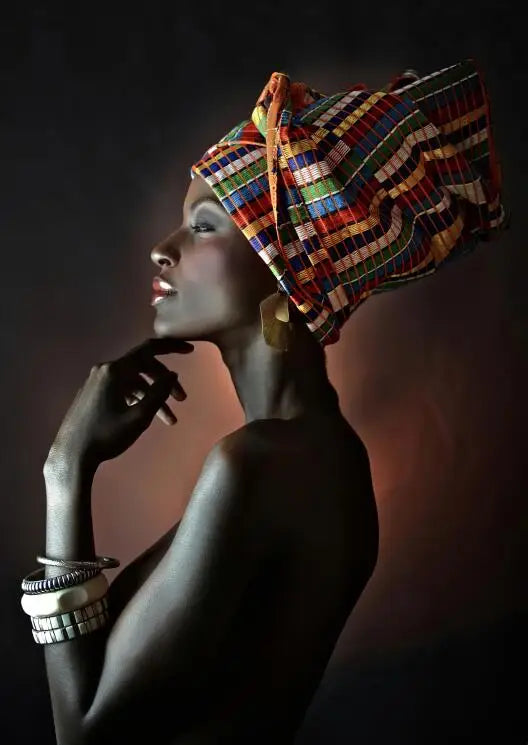 African Woman Art Black And Gold Portrait Canvas Paintings Poster Print Wall Art Picture Home Decor For Living Room Frameless