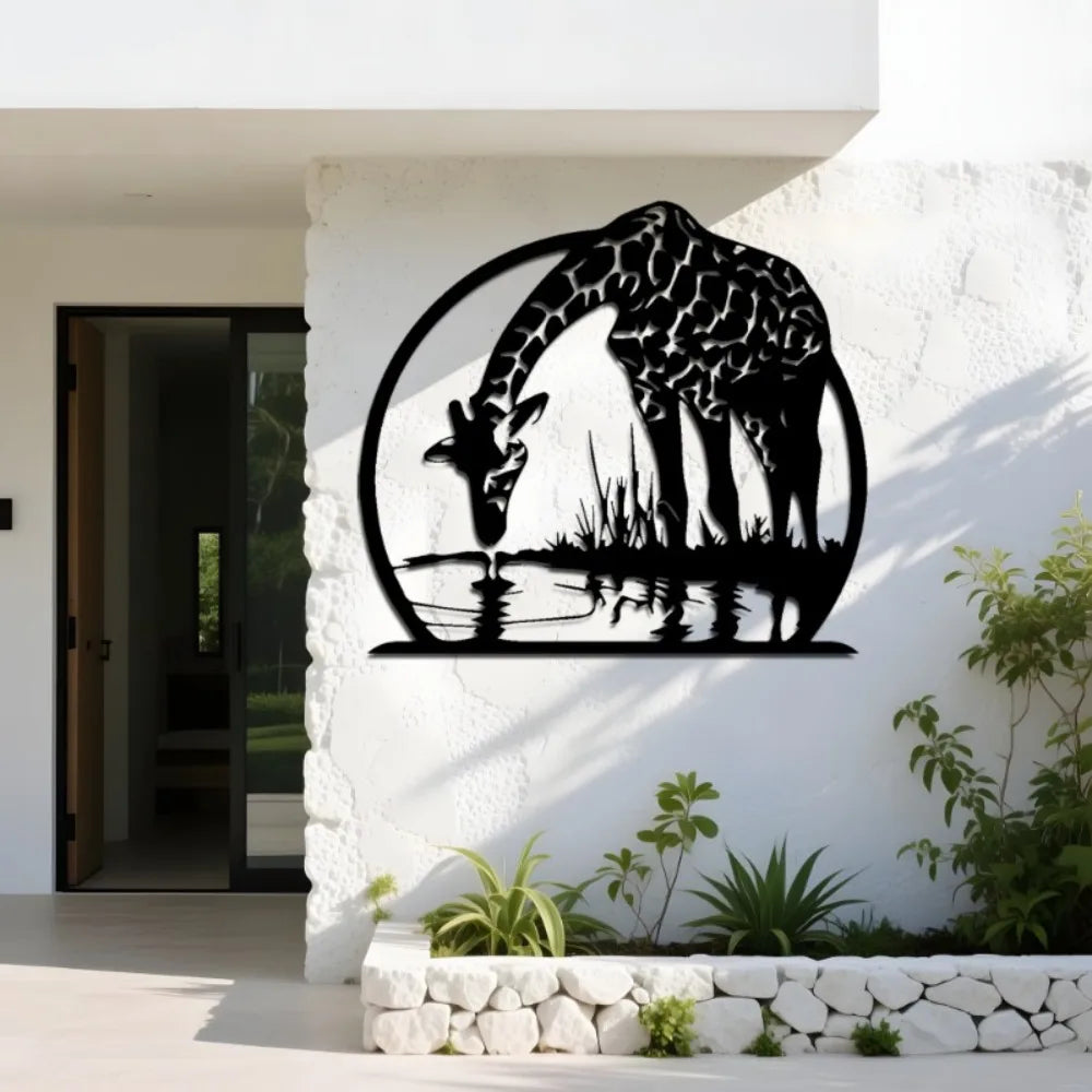African Wildlife Aluminum Wall Art 12x16 Inch Waterproof Metal Silhouette Living Room Patio Garden Durable Gift Ornament