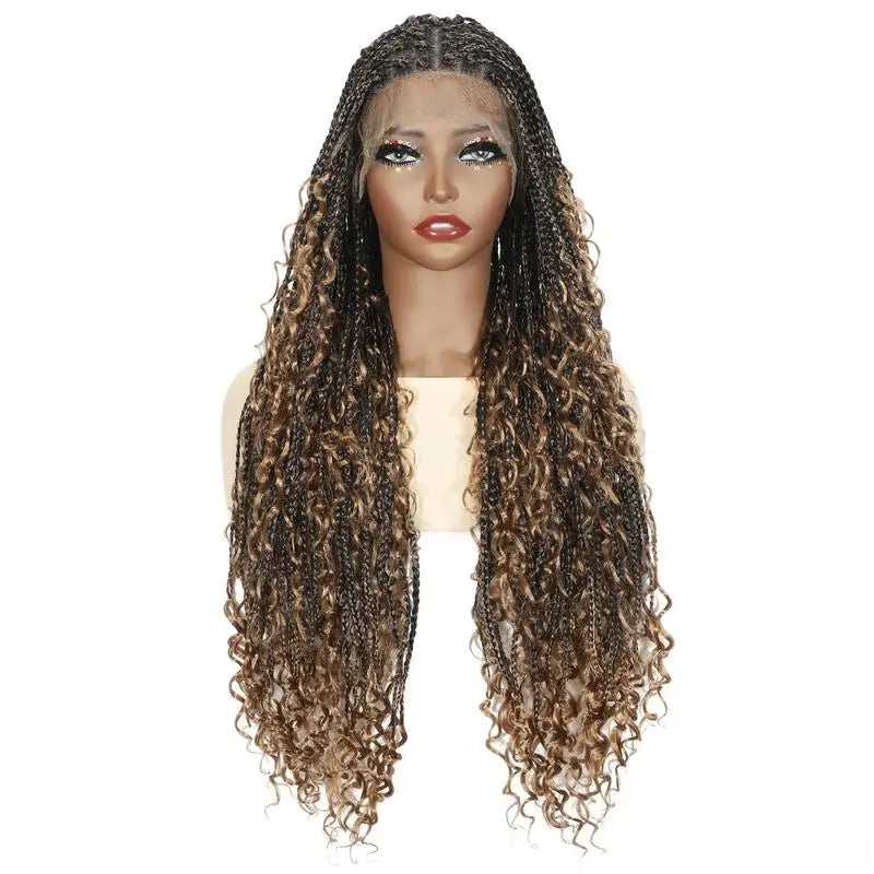 TK African wig three-strand braid Goddess Box Braids crochet hairpiece
