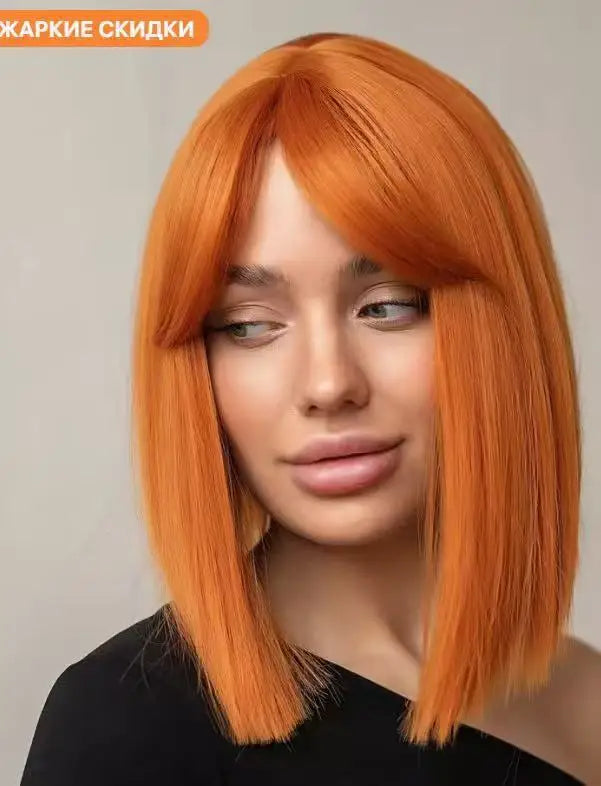 African , high-temperature , bangs, bob cut, T-shaped synthetic fiber headgear, wigs