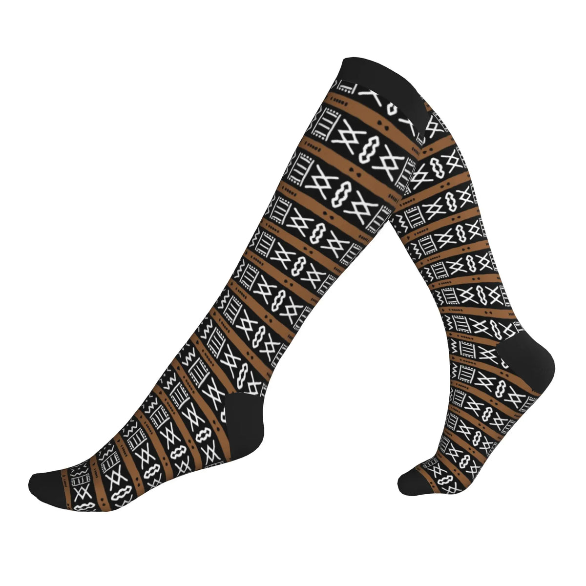 Bogolan African Mud Cloth Men Women Sports Compression Socks Unisex Funny 3D Printing Tribal Ethnic Pattern Dress Socks