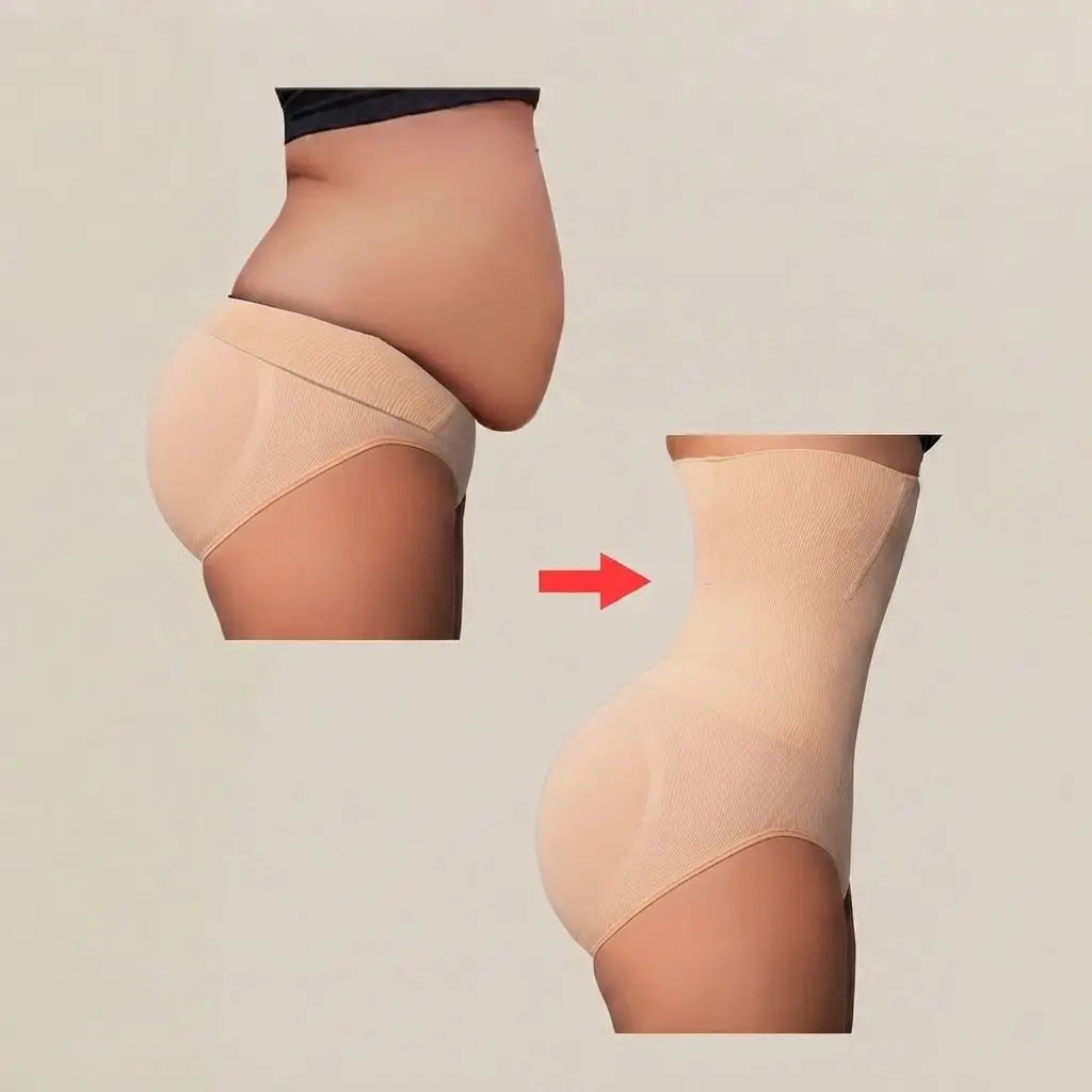 Postpartum Tummy Control Shapewear Briefs, High Waist Elastic Butt Lifting Underwear