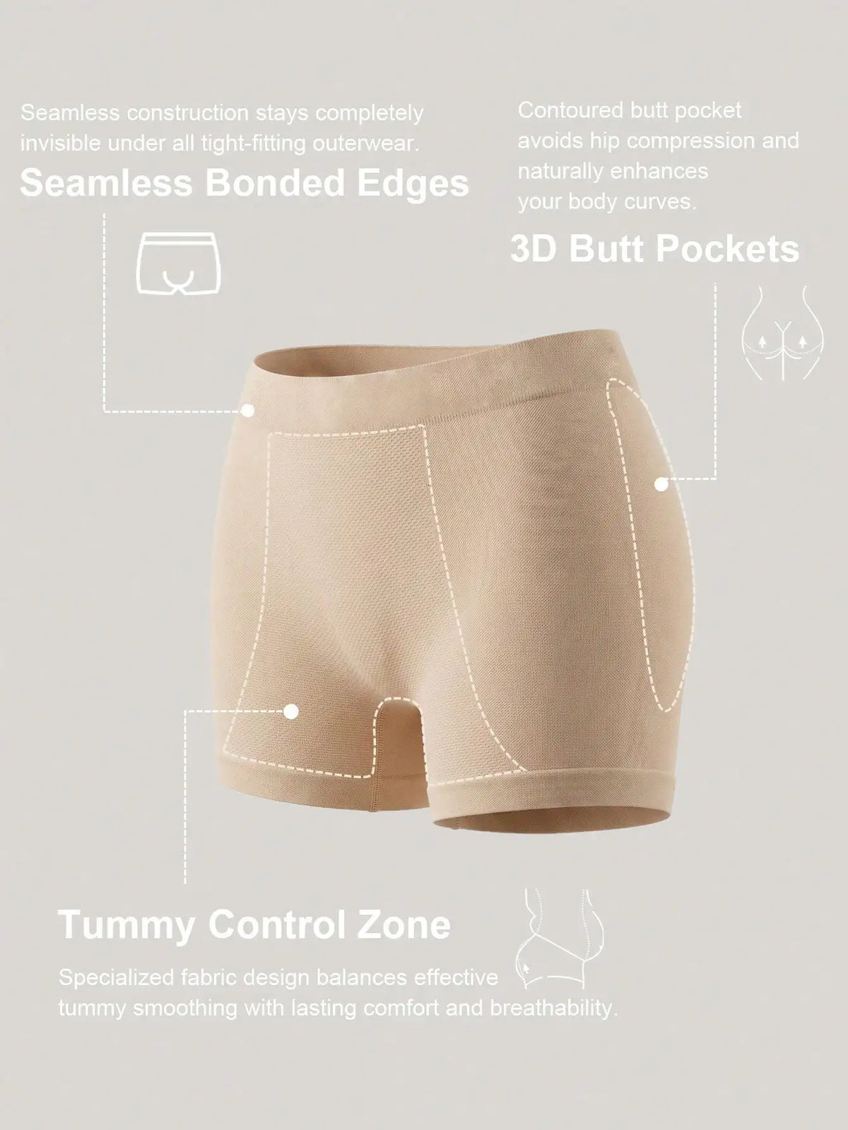 Women's Seamless Body Shaper Pantie Low Waist Tummy Control Boyshorts Breathable Comfortable Butt Lifter Panties Underwear